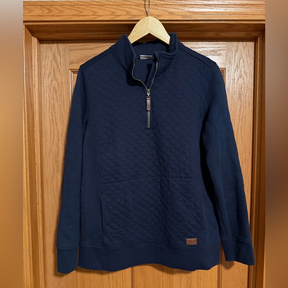 L.L. Bean Navy Blue Quilted Quarter Zip-Up
